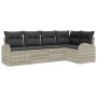 Conjunto de sofá de jardín con cojín 5 pcs Gris claro Poliratán