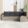 Conjunto de sofá de jardín con cojín 5 pcs Gris claro Poliratán