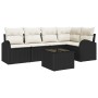 Conjunto de sofá de jardín 6 pcs Negro y Poliratán