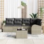 Conjunto de sofá de jardín con cojín 6 pcs Gris claro Poliratán
