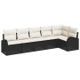 Conjunto de sofá de jardín 6 pcs Negro y blanco Poliratán