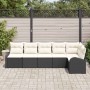 Conjunto de sofá de jardín 6 pcs Negro y blanco Poliratán