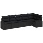 Conjunto de sofá de jardín con cojín 6 pcs Negro Poliratán