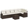 Conjunto de sofá de jardín 7 pcs Marrón y Poliratán
