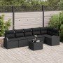 Conjunto de sofá de jardín con cojín 7 pcs Negro Poliratán