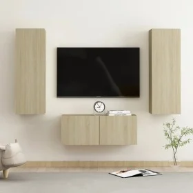 3-piece living room TV furniture set in Sonoma oak engineered wood by vidaXL, TV Furniture - Ref: Foro24-3078973, Price: 130,...