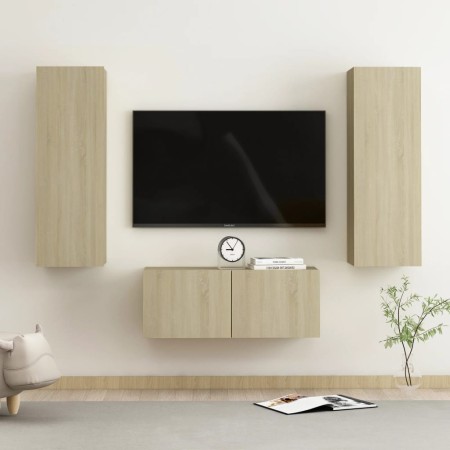 3 Stück Holzwerkstoff TV Wohnzimmer Möbel Set Sonoma Eiche von vidaXL, TV-Möbel - Ref: Foro24-3078973, Preis: 127,69 €, Rabat...