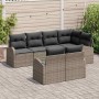 Conjunto de sofá de jardín con cojín 7 pcs Gris Poliratán