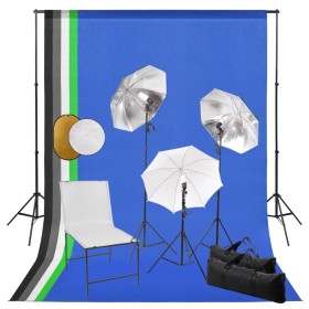Kit estudio fotográfico con lámparas sombrillas fondo reflector