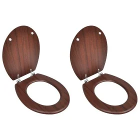 Toilet seat with lids 2 pcs MDF brown by vidaXL, Toilet and bidet seats - Ref: Foro24-275909, Price: 90,41 €, Discount: %