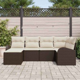 Conjunto de sofá de jardín 6 pcs Marrón y Poliratán Conjunto de sofá de jardín 6 pcs Marrón y Poliratán