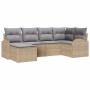 Conjunto de sofá de jardín 6 pcs beige y gris claro Poliratán