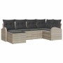 Conjunto de sofá de jardín con cojín 6 pcs Gris claro Poliratán