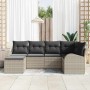 Conjunto de sofá de jardín con cojín 6 pcs Gris claro Poliratán