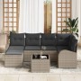 Conjunto de sofá de jardín con cojín 7 pcs Gris claro Poliratán