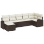 Conjunto de sofá de jardín 7 pcs Marrón Poliratán