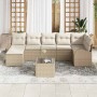 Conjunto de sofá de jardín 8 pcs Beige Poliratán