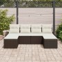 Conjunto de sofá de jardín 6 pcs Marrón y Poliratán