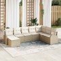 Conjunto de sofá de jardín 8 pcs Beige y blanco Poliratán