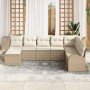 Conjunto de sofá de jardín 8 pcs Beige y blanco Poliratán