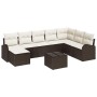 Conjunto de sofá de jardín 9 pcs Marrón y Poliratán