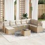 Conjunto de sofá de jardín 9 pcs Beige y Poliratán
