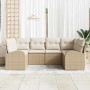 Conjunto de sofá de jardín con cojín 6 pcs Beige Poliratán