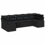 Conjunto de sofá de jardín con cojín 7 pcs Negro Poliratán