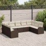 Conjunto de sofá de jardín 9 pcs Marrón y Poliratán