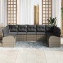 Conjunto de sofá de jardín con cojín 9 pcs Gris Poliratán