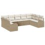 Conjunto de sofá de jardín 9 pcs Beige y Poliratán