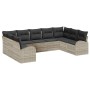 Conjunto de sofá de jardín con cojín 9 pcs Gris claro Poliratán