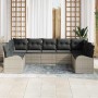 Conjunto de sofá de jardín con cojín 9 pcs Gris claro Poliratán