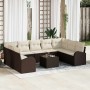 Conjunto de sofá de jardín 10 pcs Marrón y Poliratán