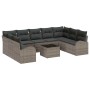 Conjunto de sofá de jardín con cojín 10 pcs Gris Poliratán
