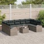 Conjunto de sofá de jardín con cojín 10 pcs Gris Poliratán