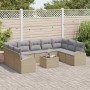 Conjunto de sofá de jardín 10 pcs beige y gris claro Poliratán