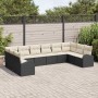 Conjunto de sofá de jardín con cojín 10 pcs Negro y crema