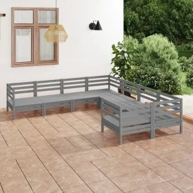 Gartenmöbel-Set 8-teilig aus massivem grauem Kiefernholz von vidaXL, Gartensets - Ref: Foro24-3083246, Preis: 434,49 €, Rabat...