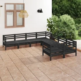 Gartenmöbel-Set 8-teilig aus massivem schwarzem Kiefernholz von vidaXL, Gartensets - Ref: Foro24-3083248, Preis: 428,03 €, Ra...