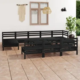 Garden furniture set 11 pieces solid black pine wood by vidaXL, Garden sets - Ref: Foro24-3083373, Price: 540,36 €, Discount: %