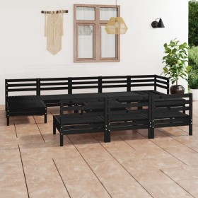 Gartenmöbel-Set 11-teilig aus massivem schwarzem Kiefernholz von vidaXL, Gartensets - Ref: Foro24-3083373, Preis: 547,48 €, R...