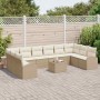 Conjunto de sofá de jardín con cojín 11 pcs Beige y Crema