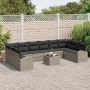 Conjunto de sofá de jardín con cojín 11 pcs Gris Claro