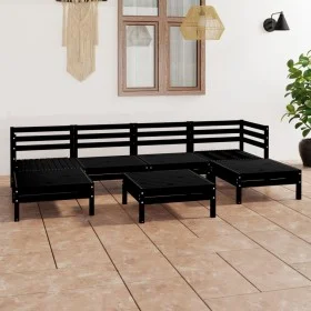 Garden furniture set 7 pieces solid black pine wood by vidaXL, Garden sets - Ref: Foro24-3083343, Price: 345,52 €, Discount: %