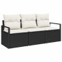 Conjunto de sofá de jardín con cojín 3 pcs Negro y crema