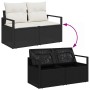 Conjunto de sofá de jardín con cojín 3 pcs Negro y crema
