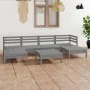 Gartenmöbel-Set 7-teilig aus massivem grauem Kiefernholz von vidaXL, Gartensets - Ref: Foro24-3083341, Preis: 349,92 €, Rabat...