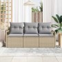 Conjunto de sofá de jardín con cojín 3 pcs Beige y Gris Claro