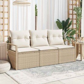 Conjunto de sofá de jardín con cojín 3 pcs Beige y Crema en Sofás de exterior | Comprar online en Foro24